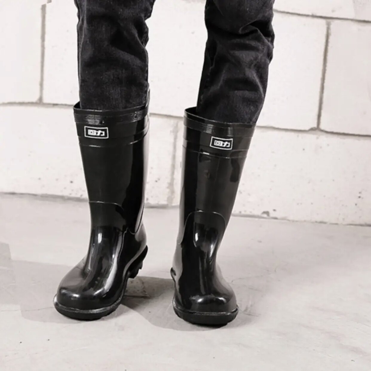回力特大码高筒雨鞋男款超大劳保中筒水鞋45码雨鞋