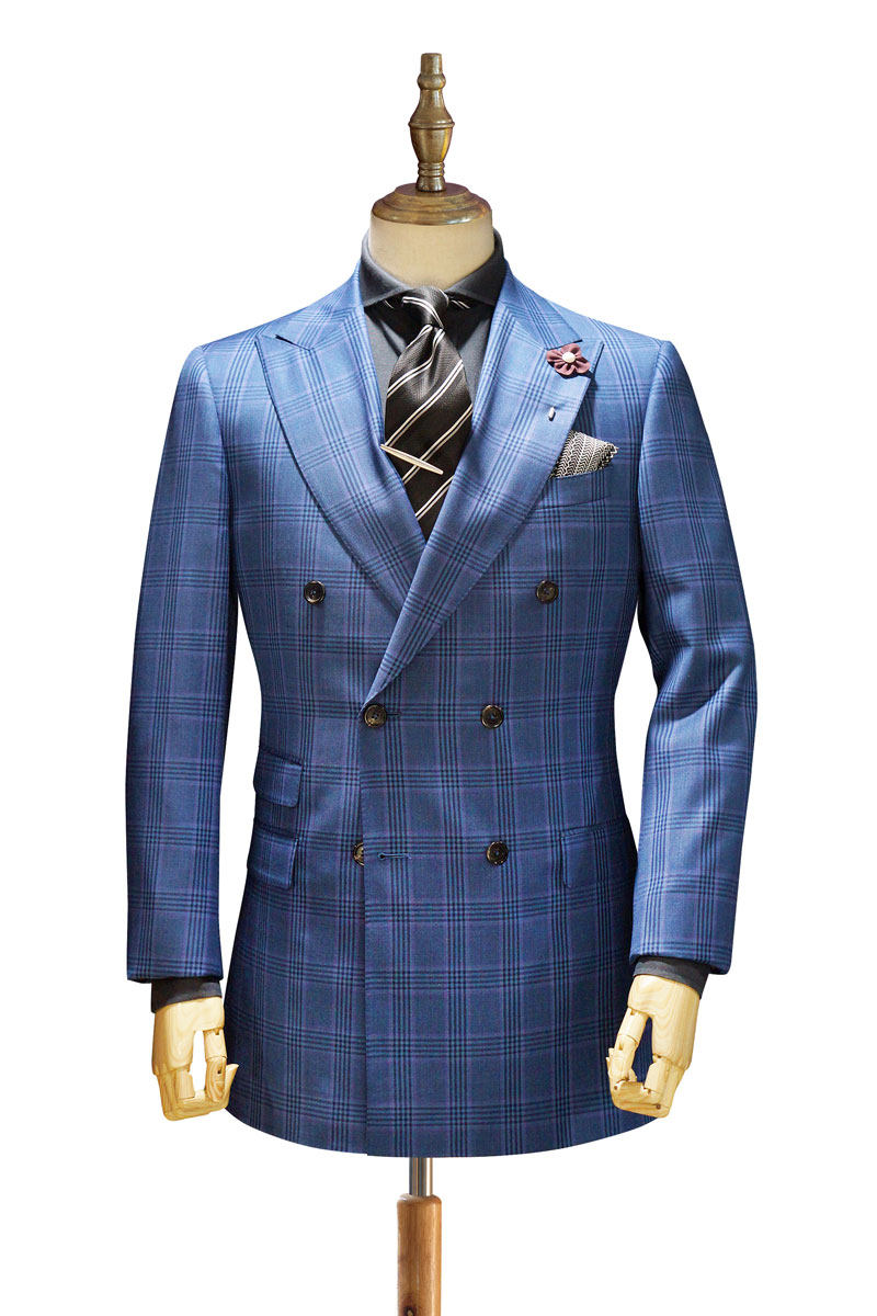 西装dormeuil多美kingsman量身定做双排双扣英国米兰蓝格西服