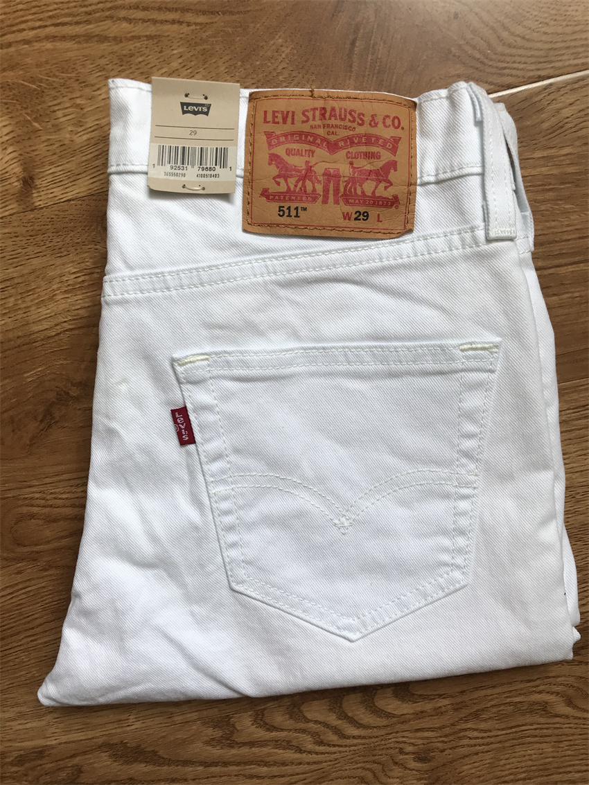 美淘正品Levis李维斯男士511白色低腰修身水洗牛仔短裤36555-0290