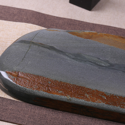 歙砚石头茶托天然原石茶海砚石胜乌金石山茶海茶盘