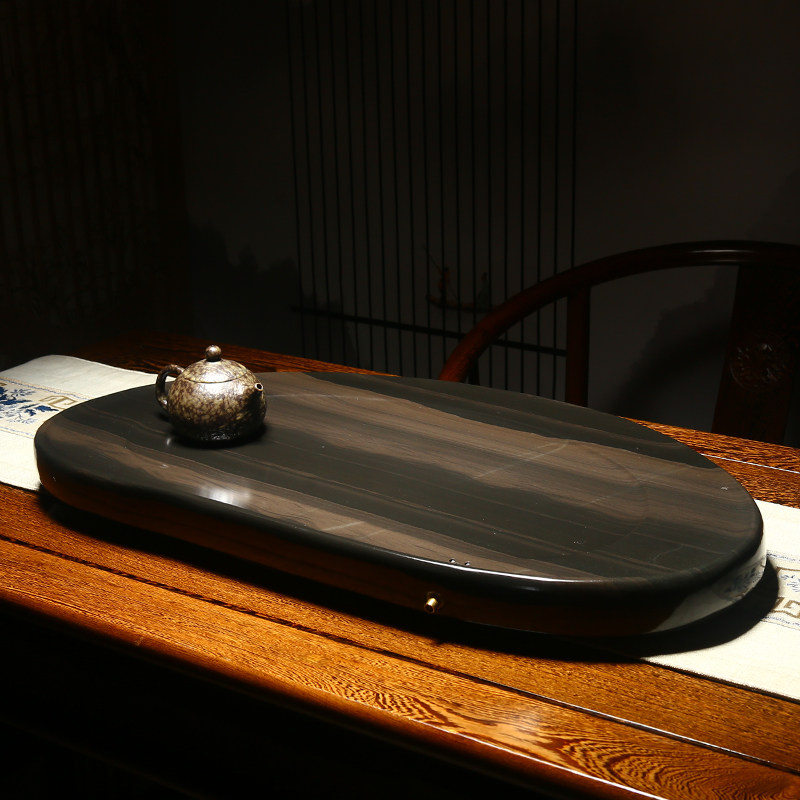 精品歙砚砚台石头茶盘轻奢家用干泡泡茶台深茶盘