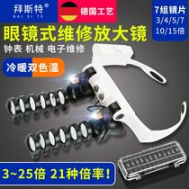 Special wearing type magnifier glasses with lamp led yellow warm light 21 multiple times of clock coin maintenance appraisal 1