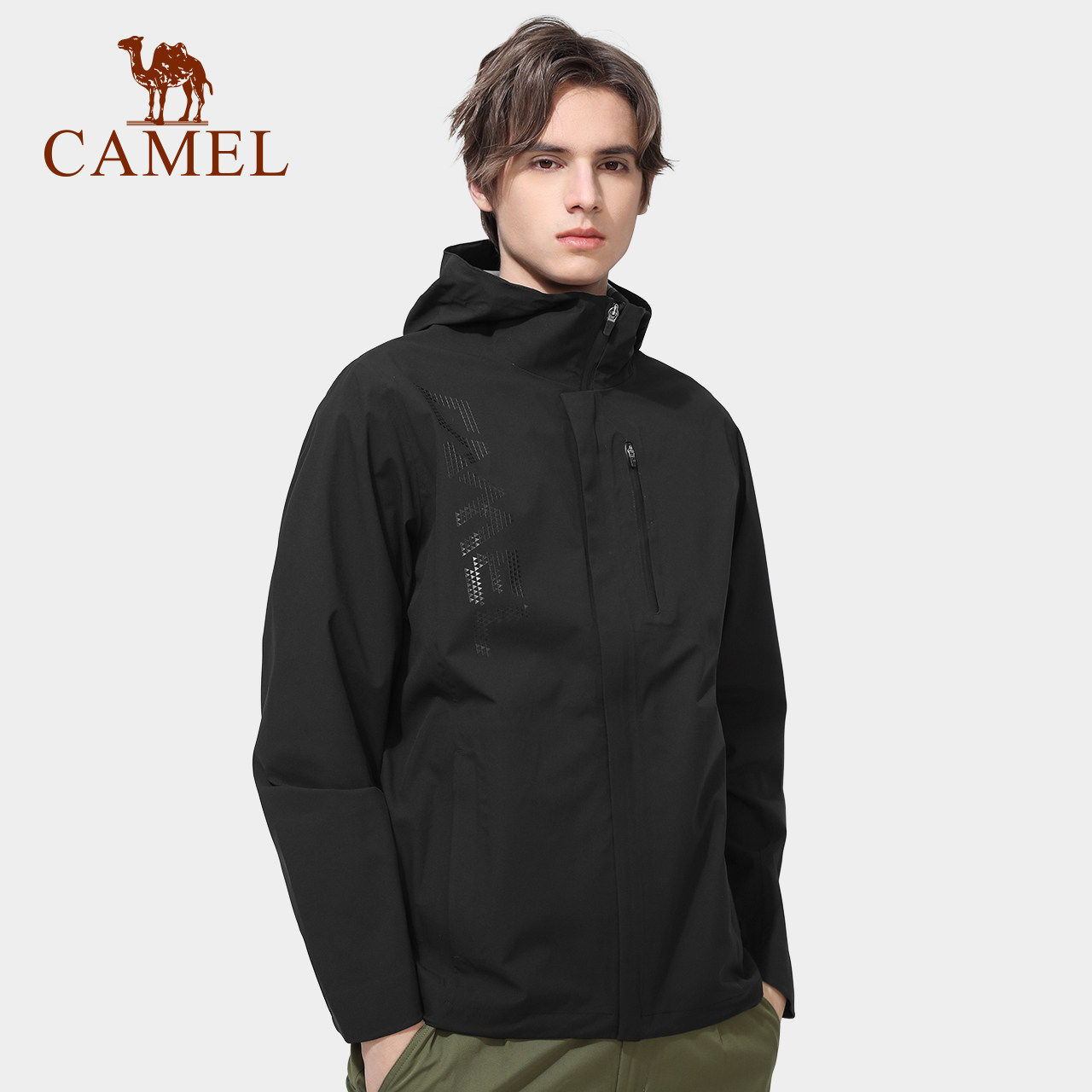 骆驼户外单层冲锋男士外套2021春秋薄款潮牌冲锋衣