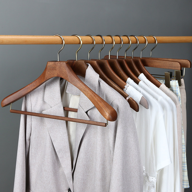 复古实木衣架高端大气拍摄不起肩包羽绒服大衣衣架