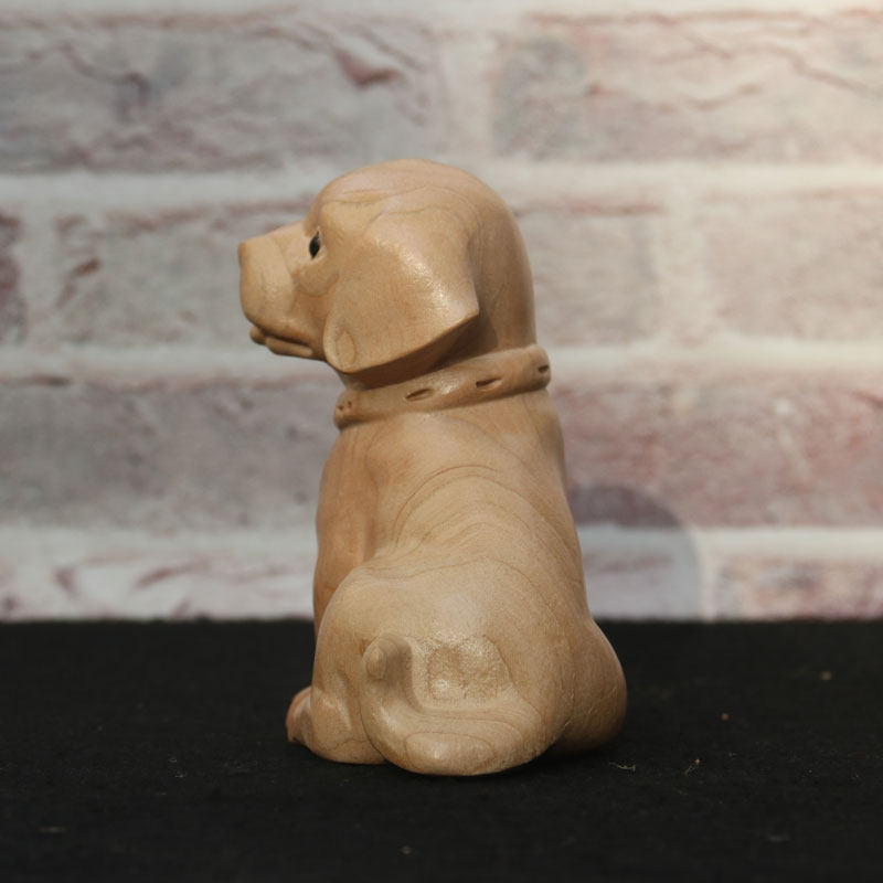 实木雕刻十二生肖桃木摆件旺财小狗客厅立体招财木雕