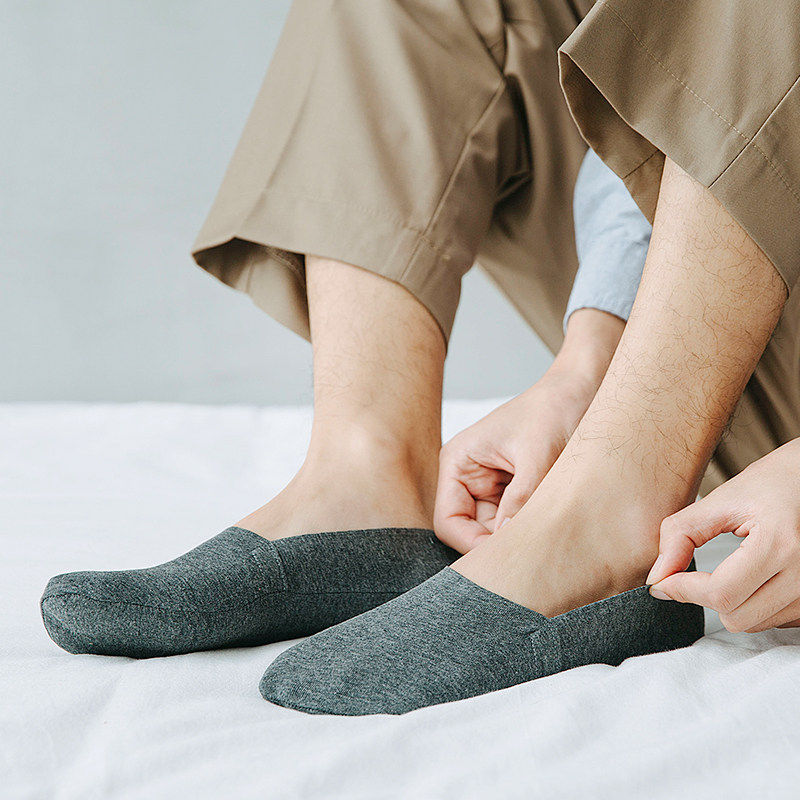 春夏季船袜男生浅口隐形袜子硅胶防滑吸汗豆豆船袜