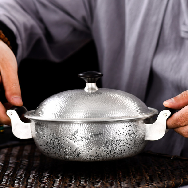 纯银古今煮茶锅奶锅手工烧水壶煮茶功夫功夫茶茶具茶壶