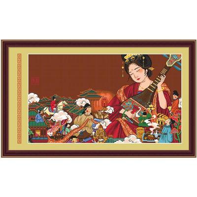 线绣寻春国风古代人物客厅手工绣满十字绣套件