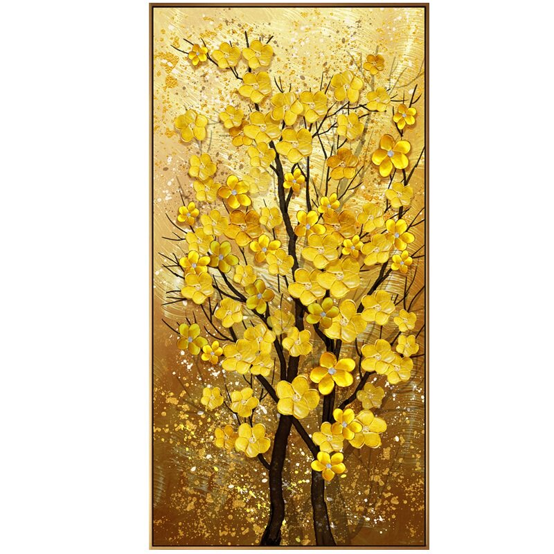 黄金大道招财风水玄关走廊过道装饰画现代发财树现代装饰画