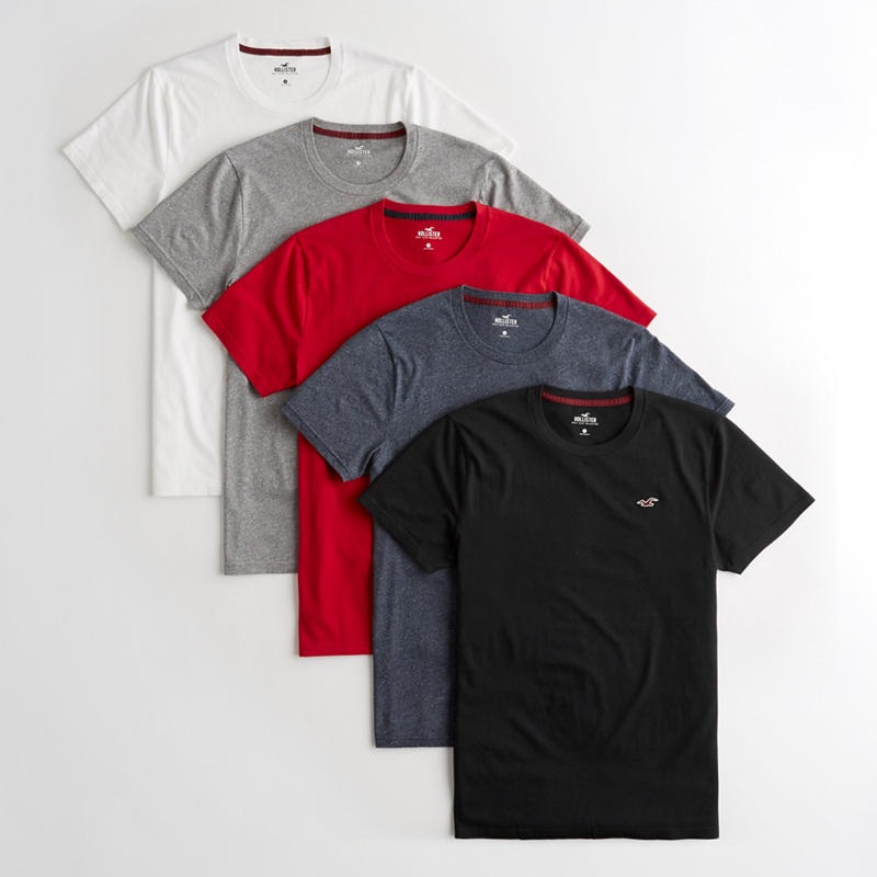 af美国hollister hco海鸥22男夏季新款修身打底短袖T恤5件套盒装