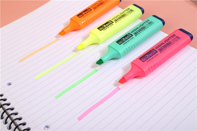 1组4支装重点划线笔斜粗头荧光笔008kg荧光笔
