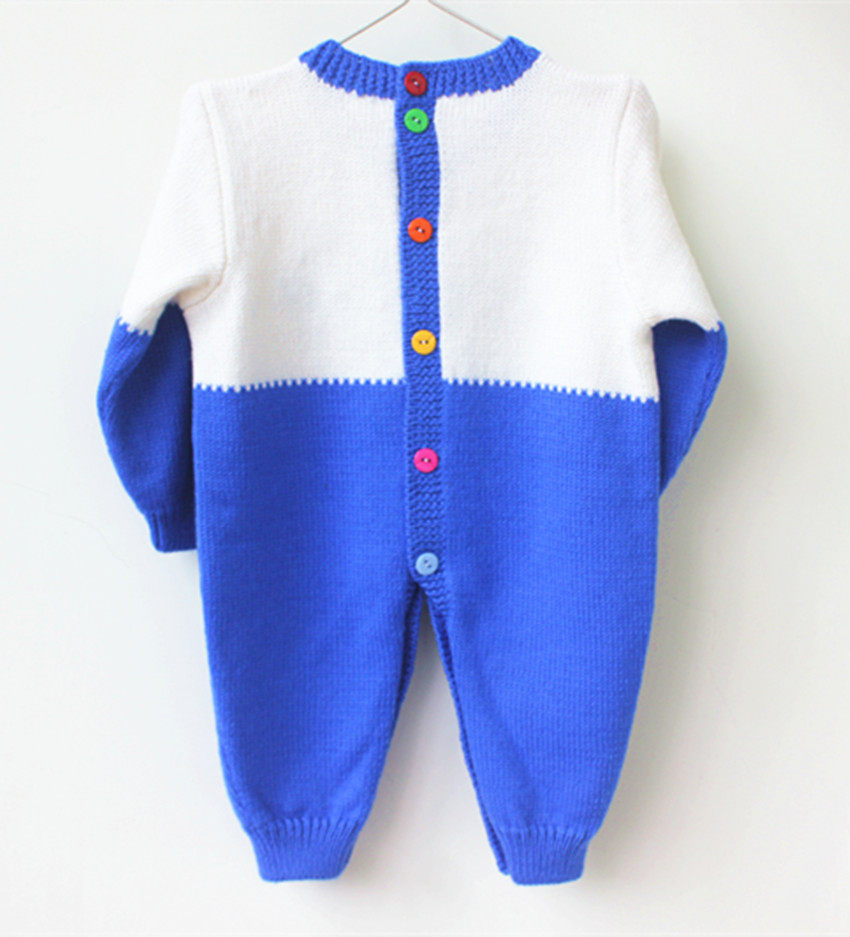 纯手工编织婴儿连体服羊毛衣手织宝宝满月送礼春秋外套装