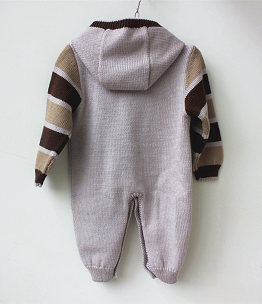 手工编织儿童连帽连体羊毛毛衣婴幼儿毛线周岁毛衣