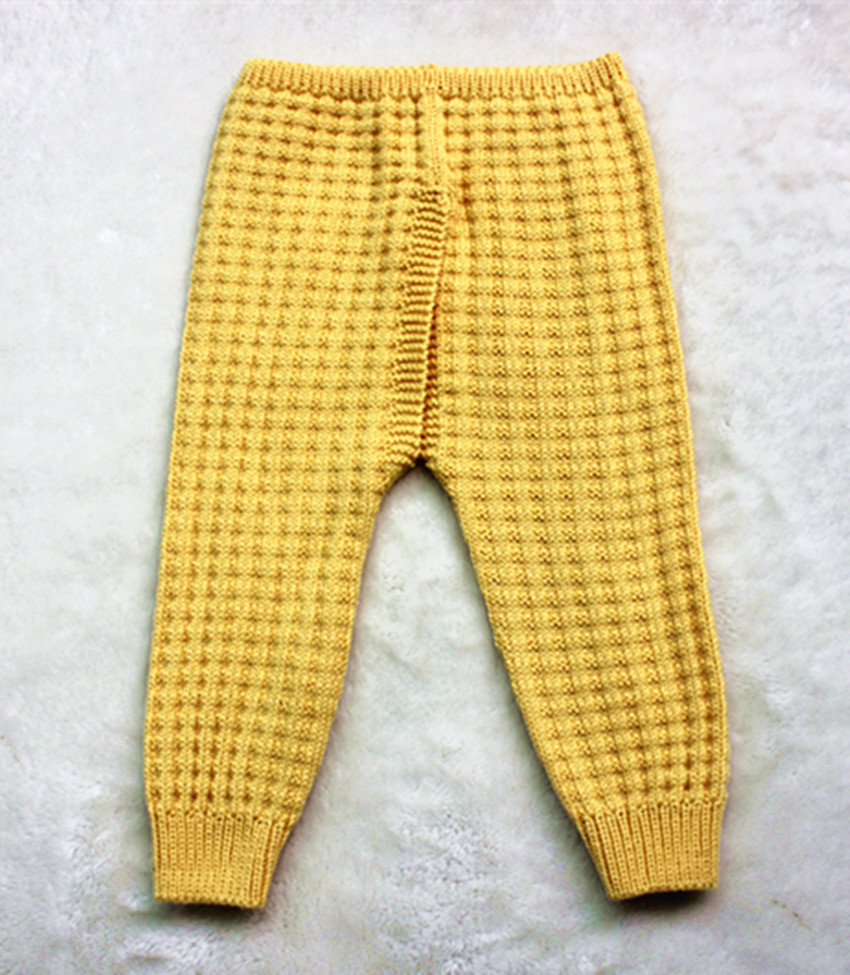 纯手工编织新生婴幼儿羊毛线开裆裤宝宝打底裤保暖弹力