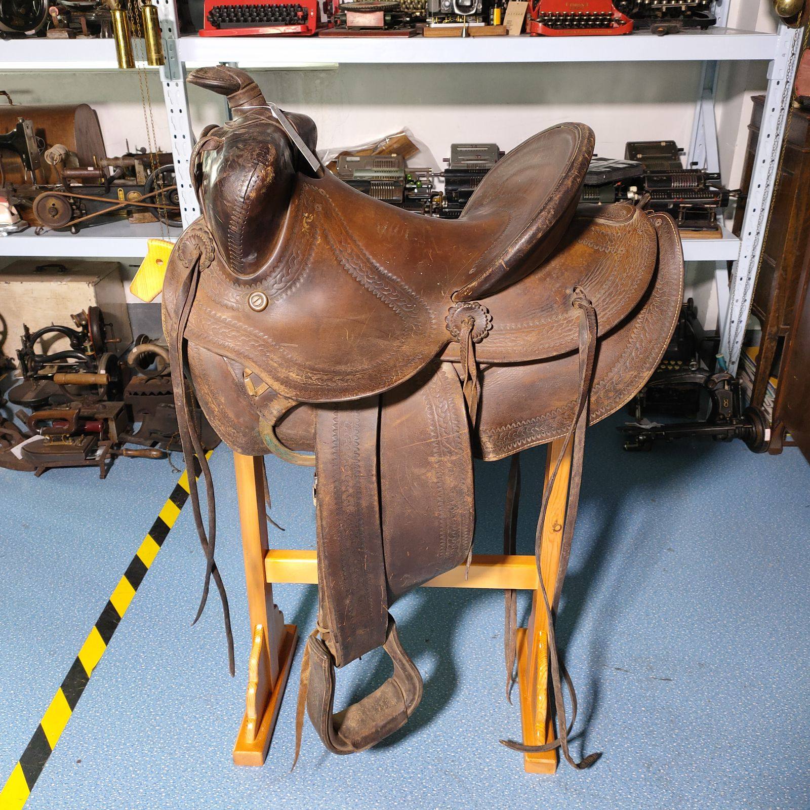 1944年西洋古董美国老式西部真皮马鞍怀旧物件马鞍