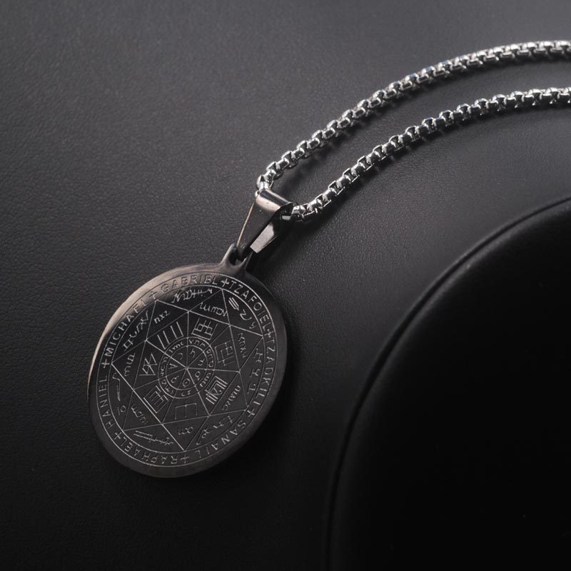 嘻哈男士项链欧美街头潮牌个性创意七芒星圆项链