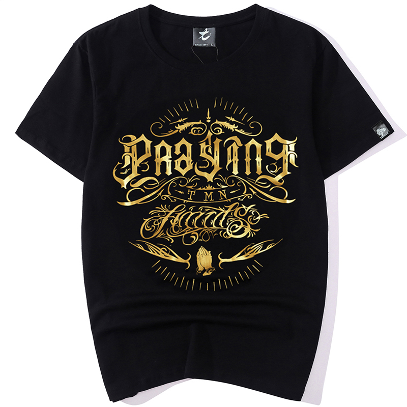 原宿港风圆领修身帅气半袖日系潮牌朋克街头潮流印花男生短袖t恤