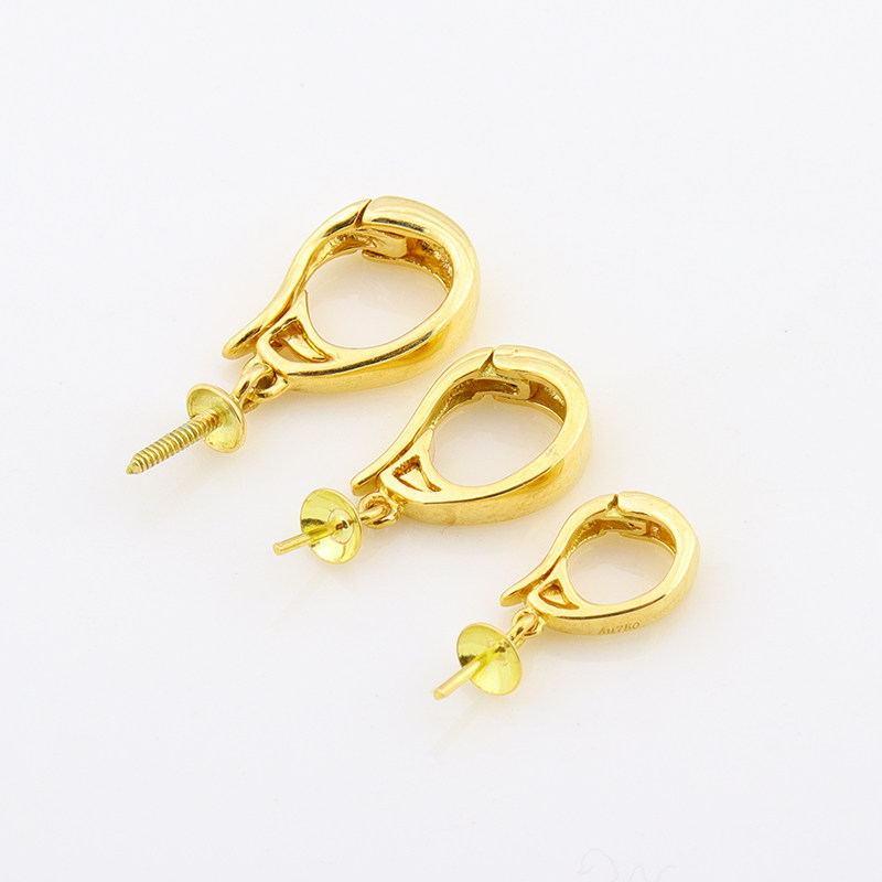 18k开口项坠拆卸灵活扣头大款金珍珠活扣au750颈饰