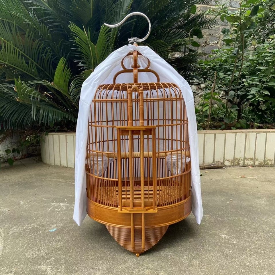 广式竹制画眉画眉鸟鸟笼全竹手工打笼3336公分大号鸟笼
