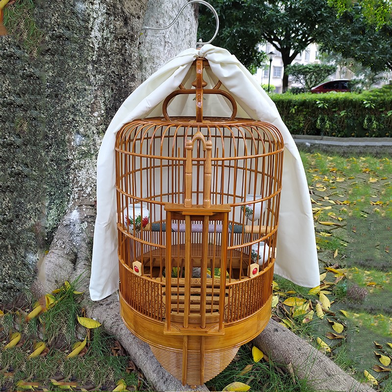 全竹广式鸟笼名家广笼清远笼画眉竹制母小号精品大号手工配套 - 花花