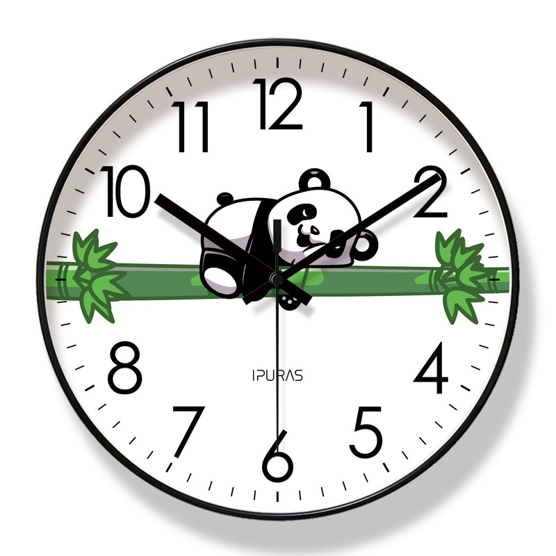 易普拉6702熊猫挂钟萌宠动物钟表家用客厅时钟挂钟