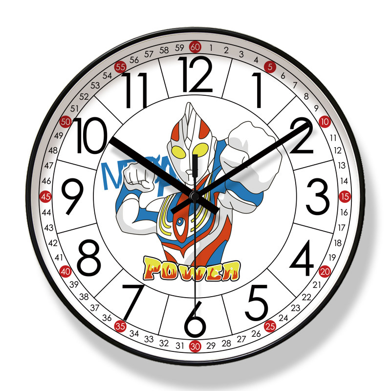 时钟易普拉6522奥特曼男孩男孩儿儿童挂钟静音北欧挂钟