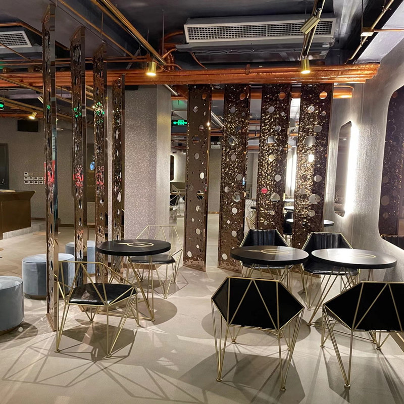 镜面钛金金水波纹不锈钢板售楼部展示室内天花吊顶钢板