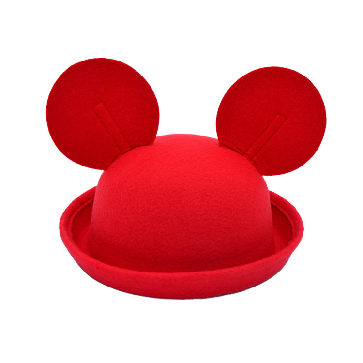 米奇帽子女 男儿童宝宝韩版潮礼帽米老鼠大耳朵亲子鸭舌毛呢帽子