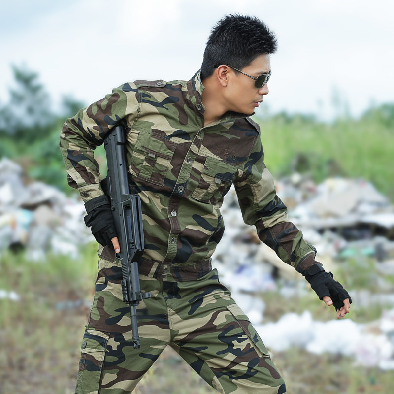 君剑正品711长袖薄款迷彩纯棉特种兵迷彩服套装男耐磨作战服夏季