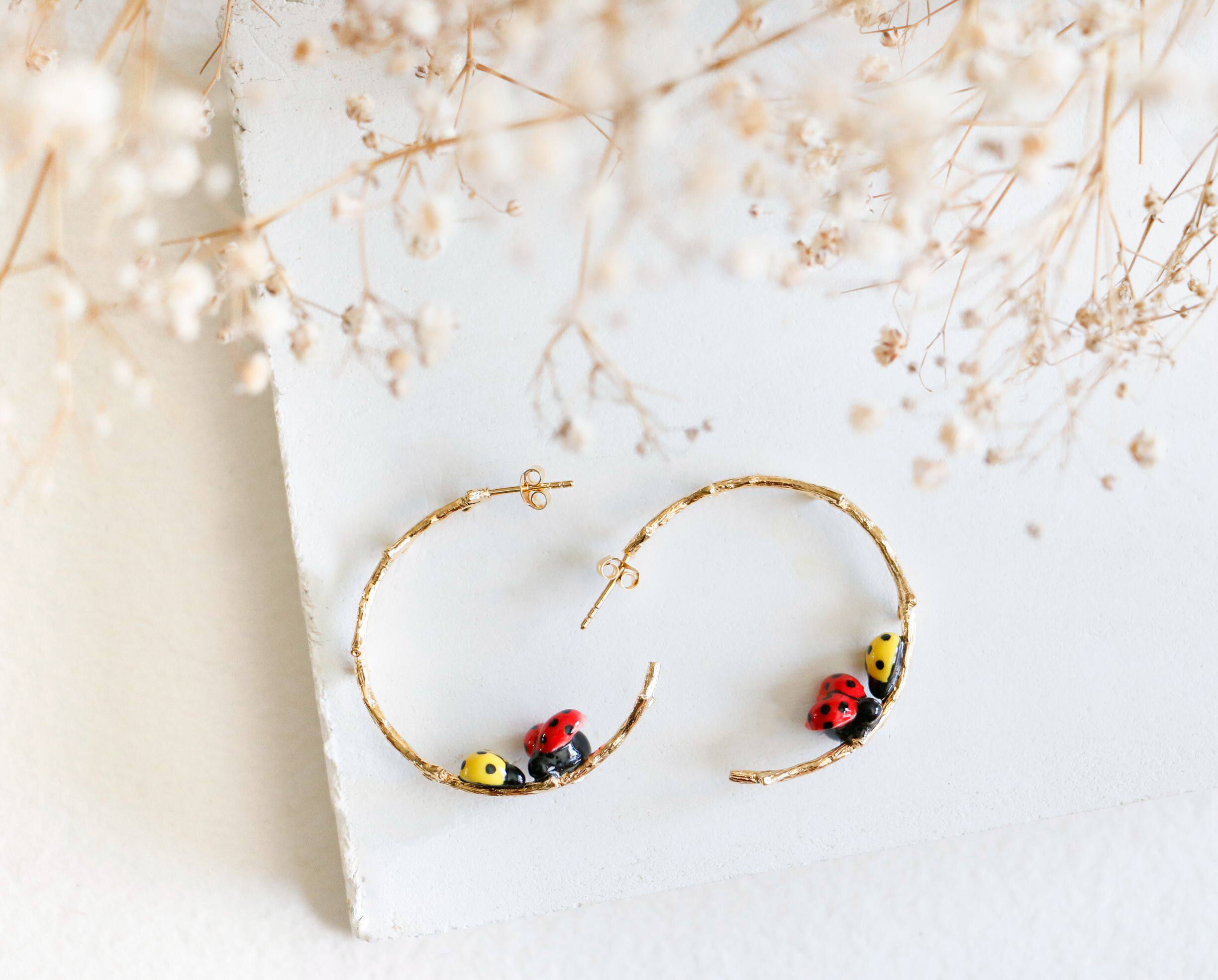 官方授权nach娜趣法国轻奢小众设计师鸟类瓢虫耳环