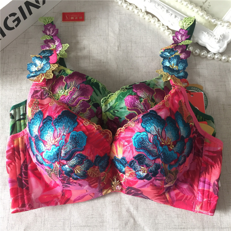 依之妮新款春夏秋冬厚薄475a2ab手工刺绣聚拢调整文胸