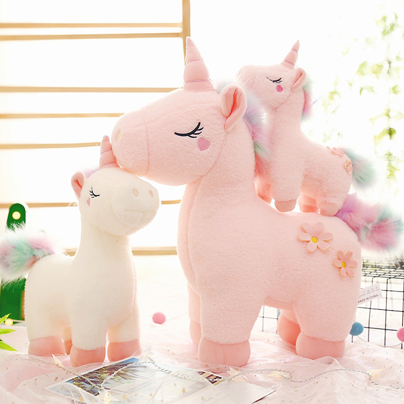 可爱独角兽公仔抱着睡觉娃娃床上长条抱枕玩偶毛绒布艺类玩具