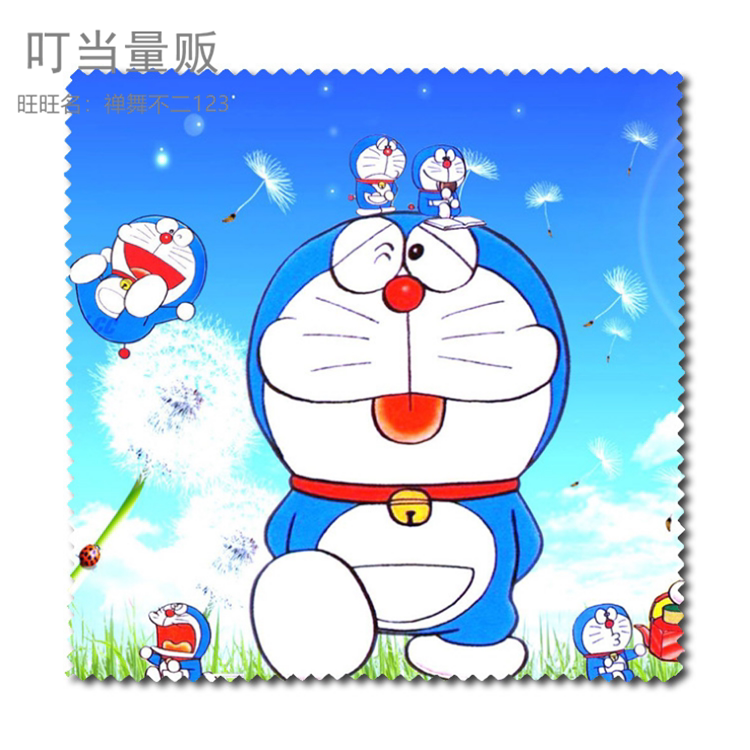 眼镜叮当猫布擦拭镜面布镜面擦拭布擦清洁蓝胖绒布眼镜袋