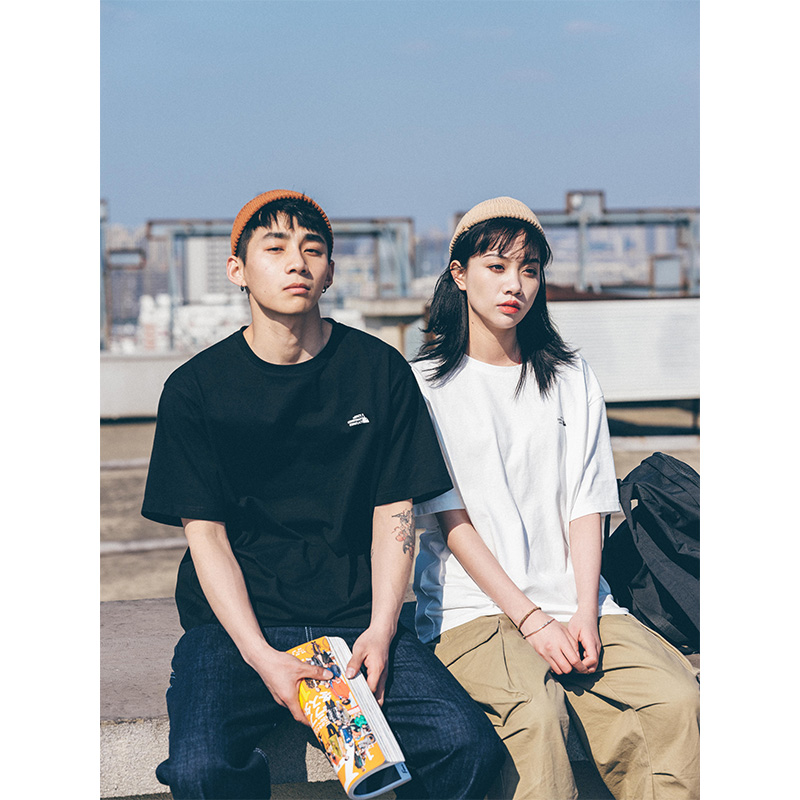 BDCT 22SS 日系纯棉短袖t恤男潮牌 夏季情侣宽松白色简约男生体恤