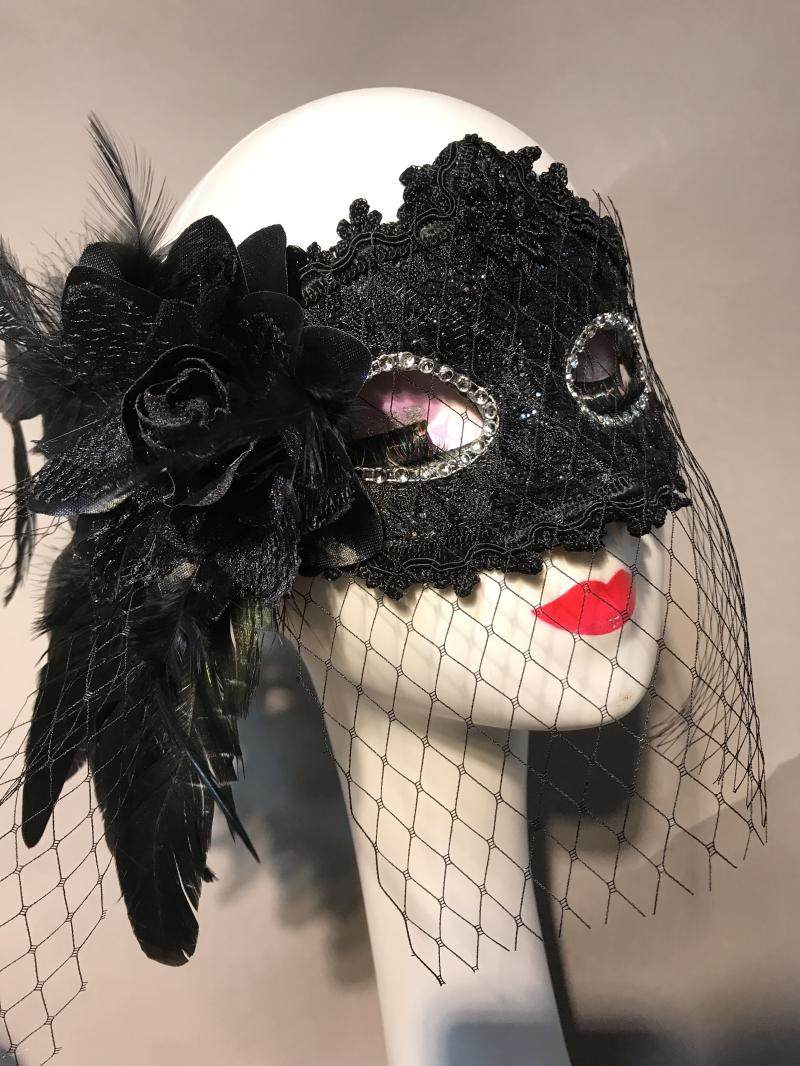 假面舞会意大利白色羽毛蕾丝面具公主女派对聚会时尚万圣节圣诞节