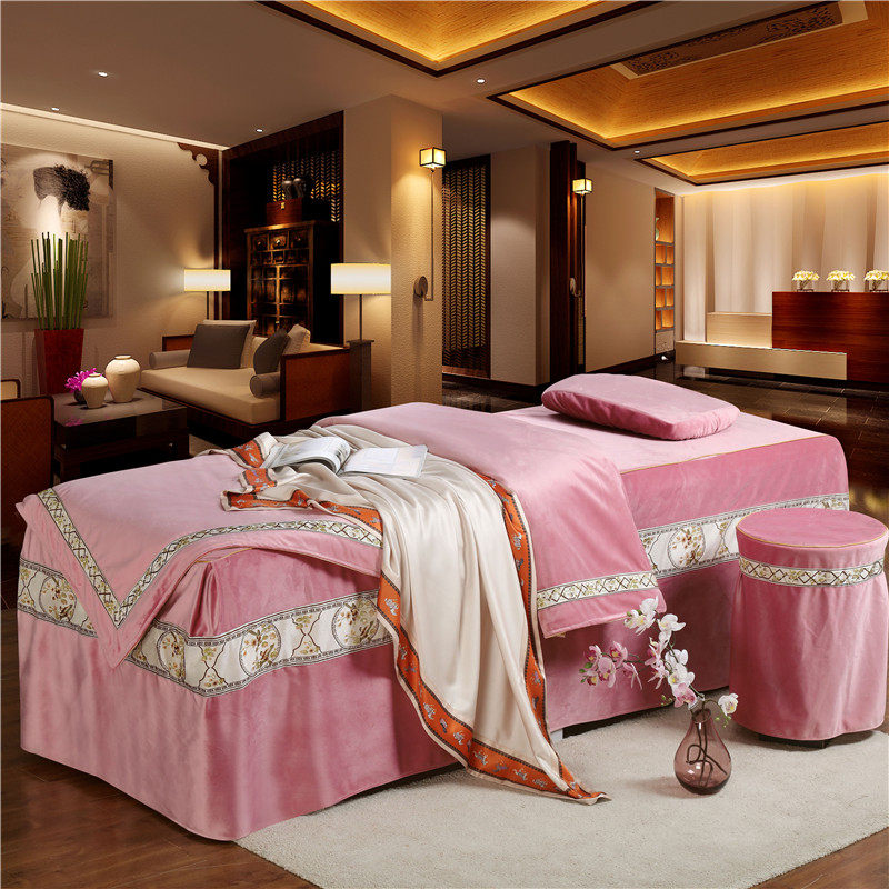 佳妍美容床罩四件套欧式按摩spa床罩 北欧风美容院专用床套定做