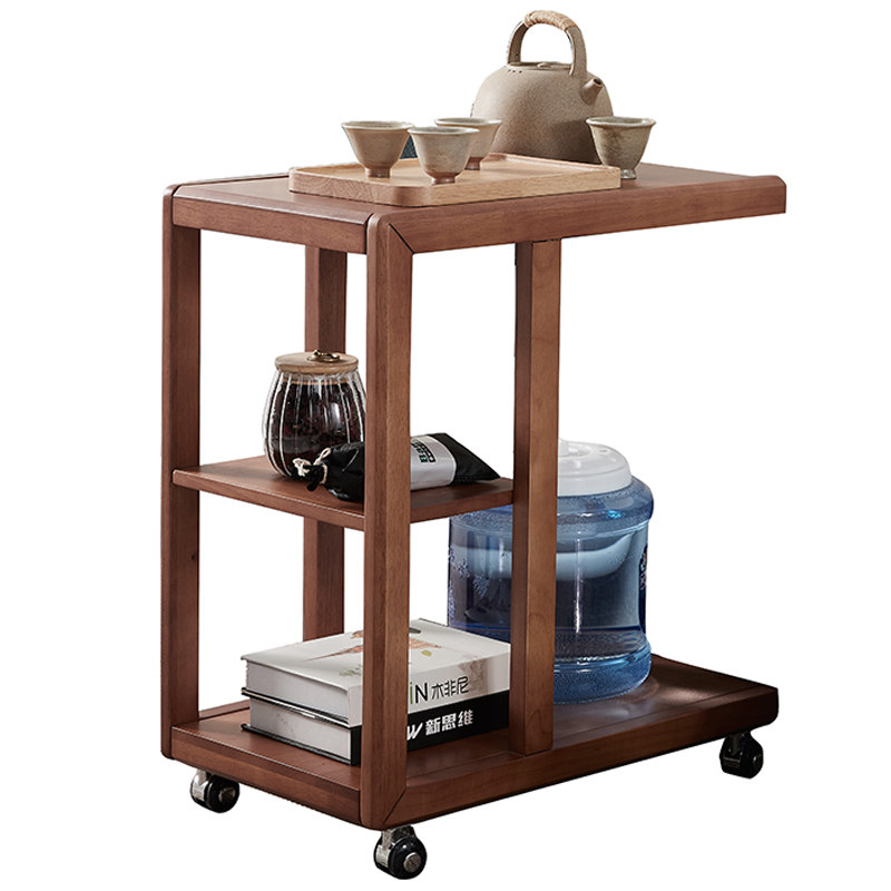 实木北欧可移动带轮泡茶茶桌沙发茶几现代简约床边角几