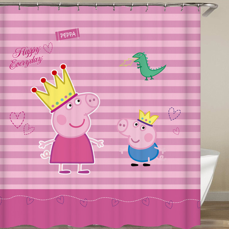 装饰挂布小猪佩奇窗帘浴帘卫生间洗澡帘遮光帘柜门浴帘