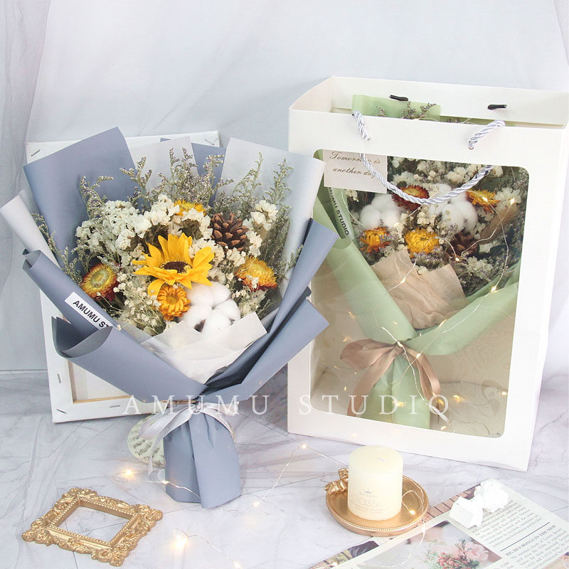 ins风森系干花束满天星手提袋礼品送女友闺蜜母亲节礼物毕业拍照