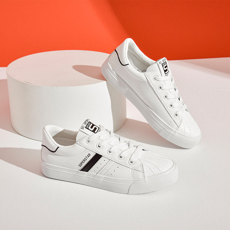 dusto大东小白鞋女秋新款简约贝壳头百搭风潮休闲鞋单鞋