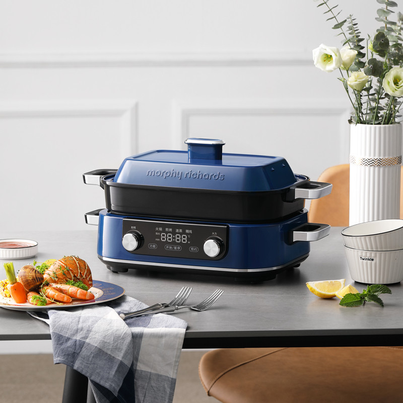 英国摩飞多功能料理锅家用电火锅烤肉一体电烤锅多功能料理锅