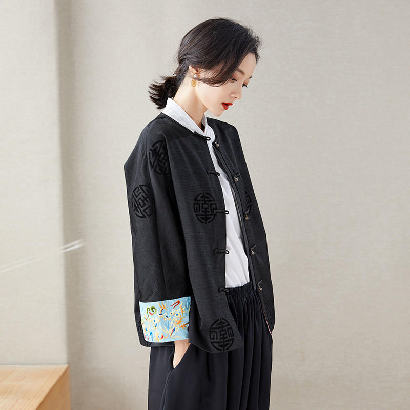 wt0301新中式唐装改良中式秋季重工短外套定位刺绣上衣