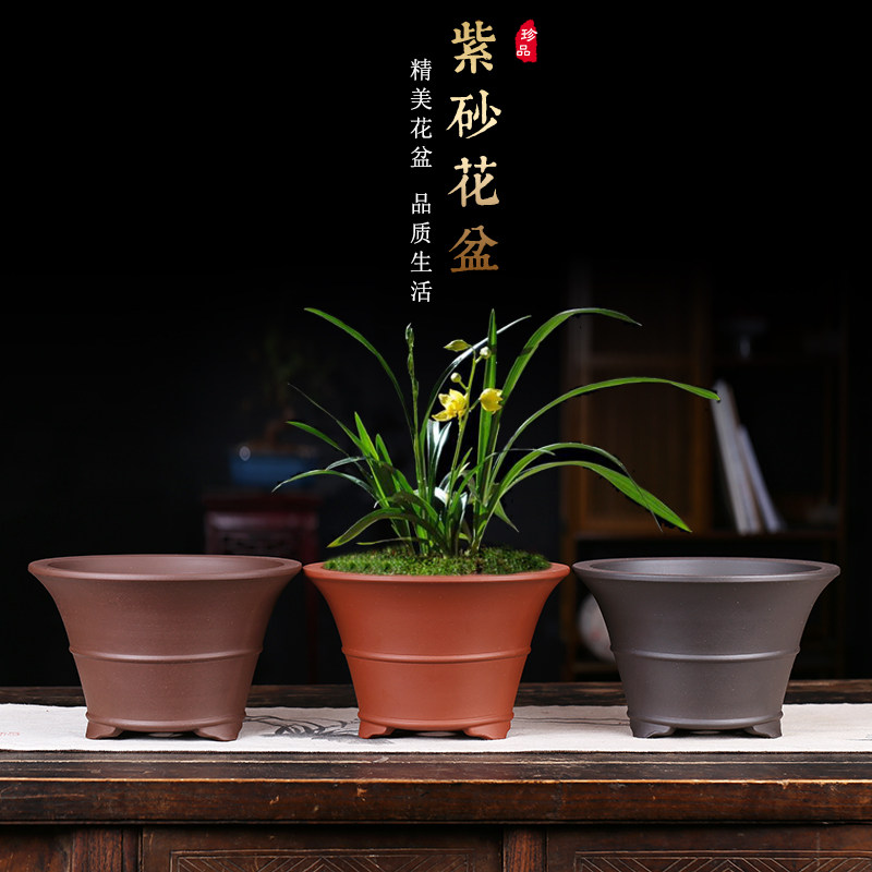 紫砂花盆特价清仓大口径兰花专用简约君子兰绿植花盆