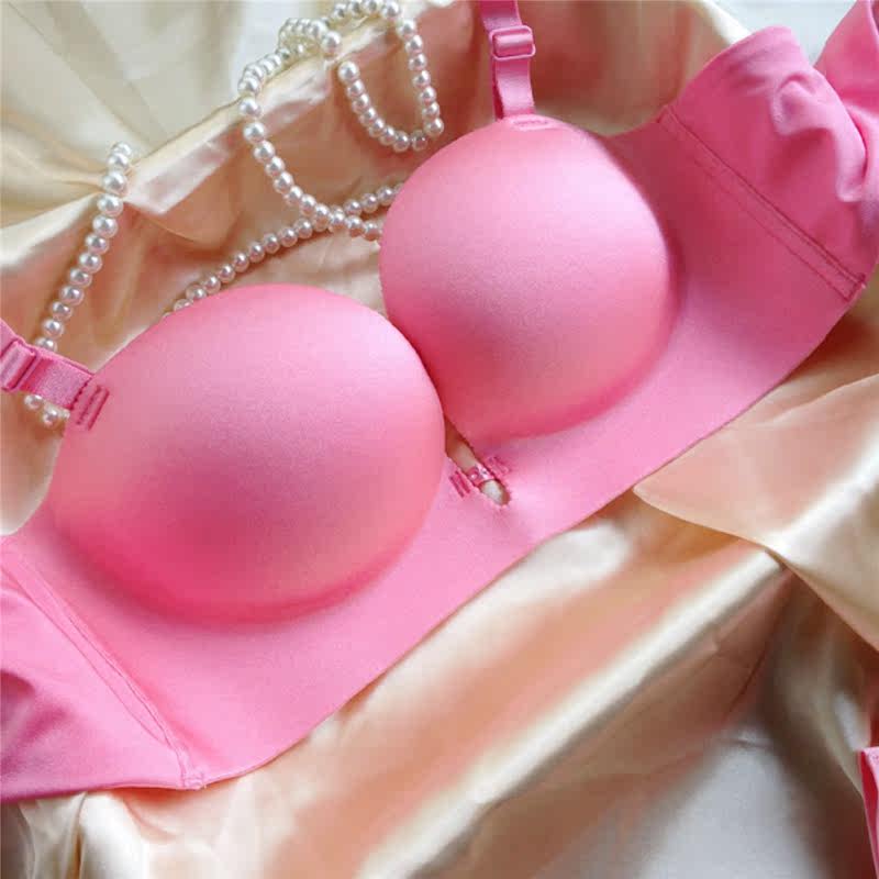 2件包邮 半杯1/2杯爆乳 结婚内衣超聚拢无痕新娘纯色胸罩有钢圈