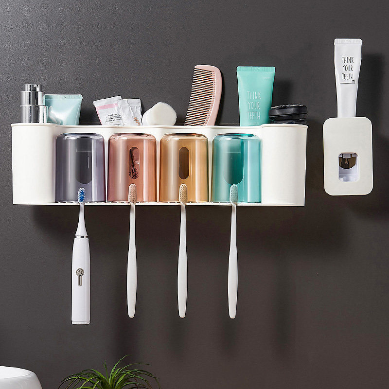 牙刷置物架打孔漱口刷牙杯挂墙式卫生间壁挂式收纳牙刷架