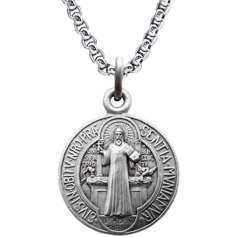 925银圣本笃圣牌法国进口天主教复古饰品意卡米诺项链吊坠项坠