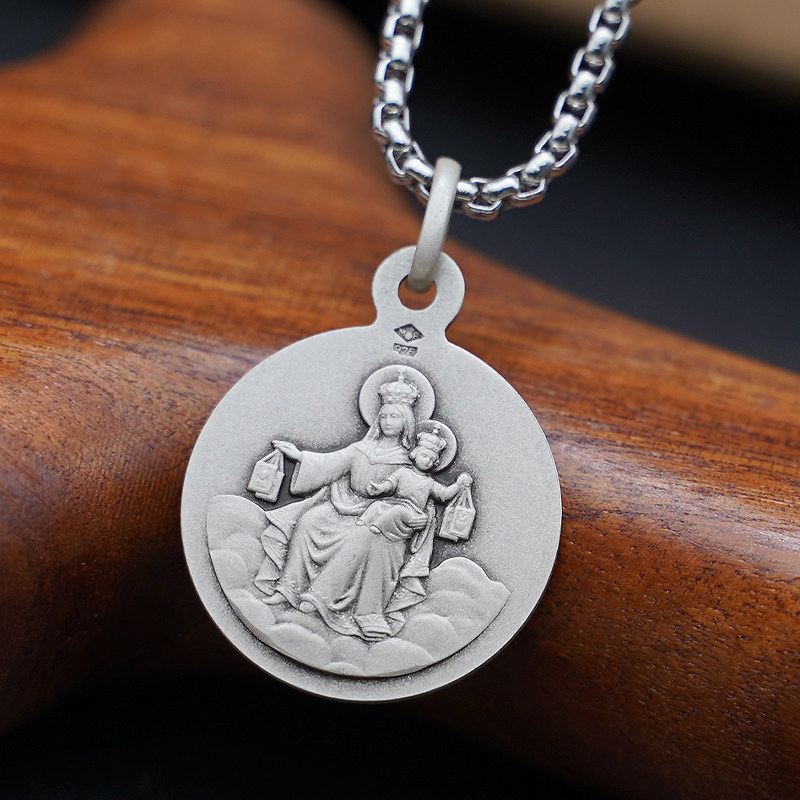 耶稣圣衣圣母圣牌法国进口复古天主教圣物意卡项坠