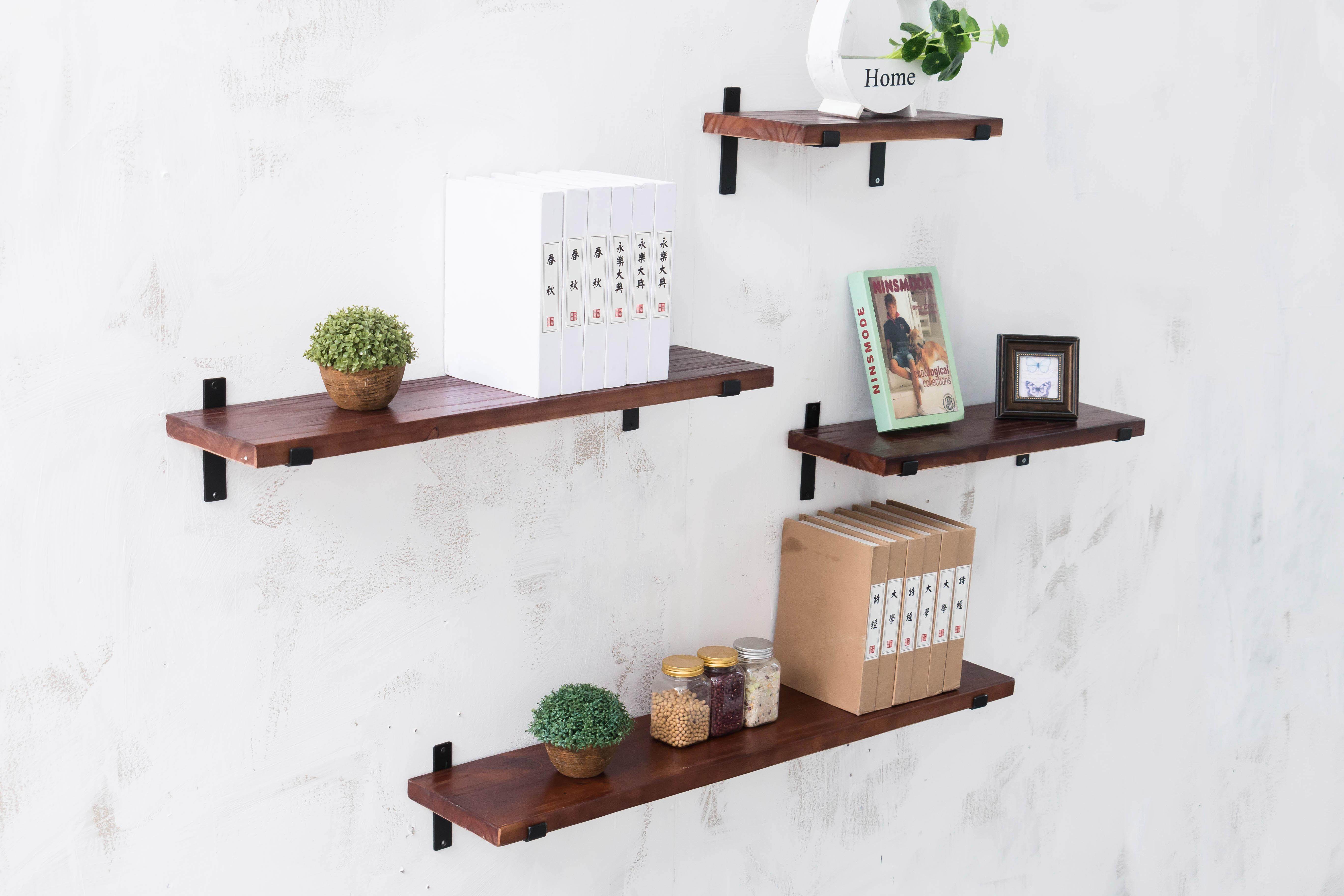 墙上置物架一字隔板墙壁书架实木搁板客厅装饰架墙面壁挂置物架