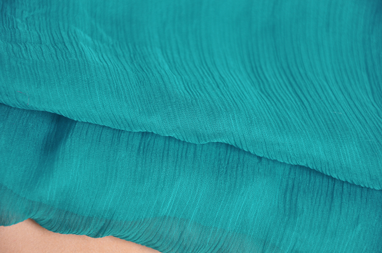 孔雀绿真丝丝巾女春秋百搭纯色桑蚕丝冬季保暖围巾夏季薄款纱巾