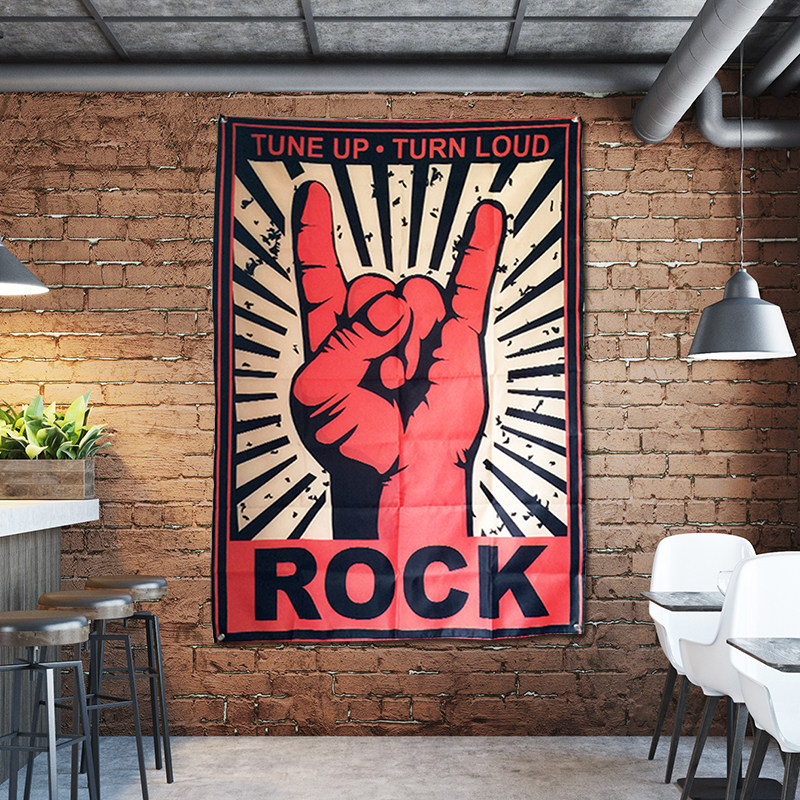金属礼 rock 摇滚挂旗 酒吧装饰挂布大旗窗帘试衣间 星原旗帜
